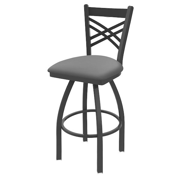 25" Swivel Counter Stool, Pewter Finish, Canter Grey Seat